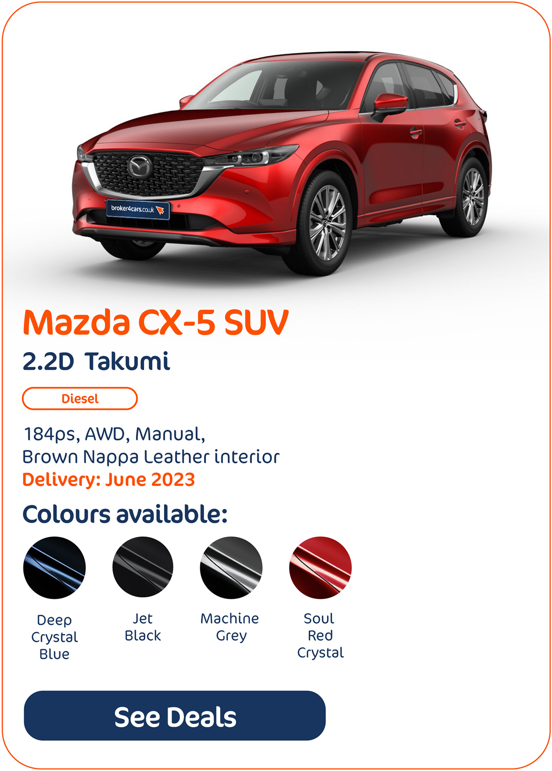 Mazda CX-5 SUV 2.2D Takumi - Click to Enquire